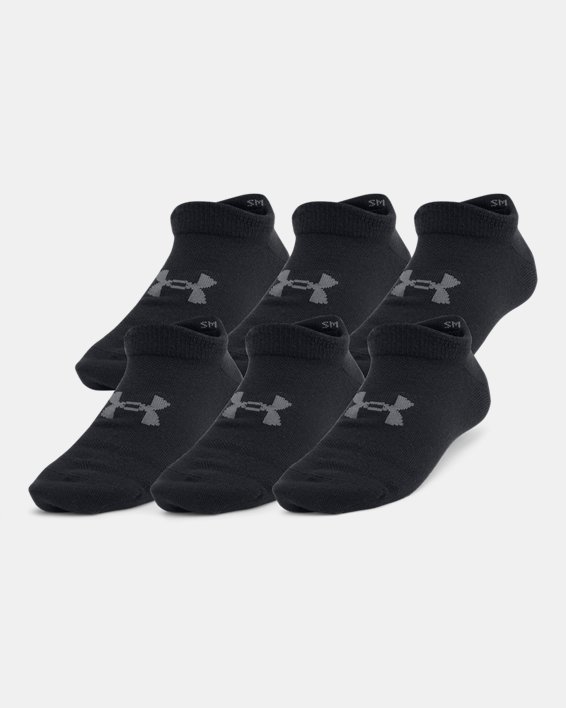 Kids' UA Essential 6-Pack No- Show Socks in Black image number 0